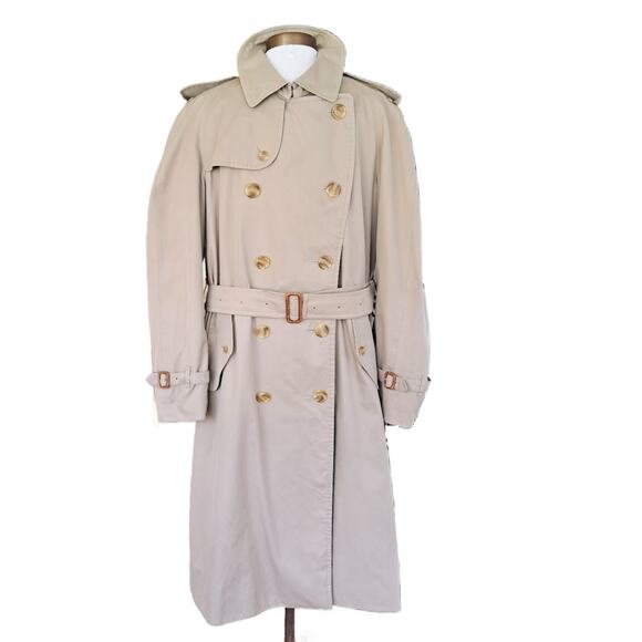 BURBERRY Vintage Men's Tan Trench Coat w/ Removable Wool Liner 40 Long *flaws - Picture 2 of 15
